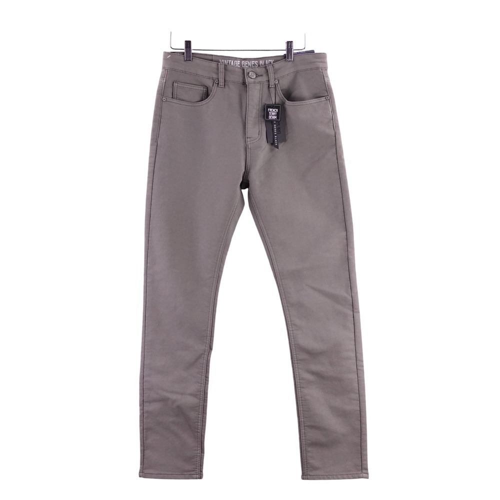 Vintage Genes Black Mens Slim Fit French Terry Denim Pants Grey 32x32 NWT